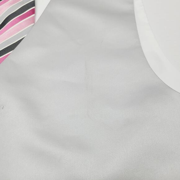Satin Solid Silver Grey Mens Formal Vest Tie Medium Tuxedo Prom Brandon Michael - Picture 2 of 15